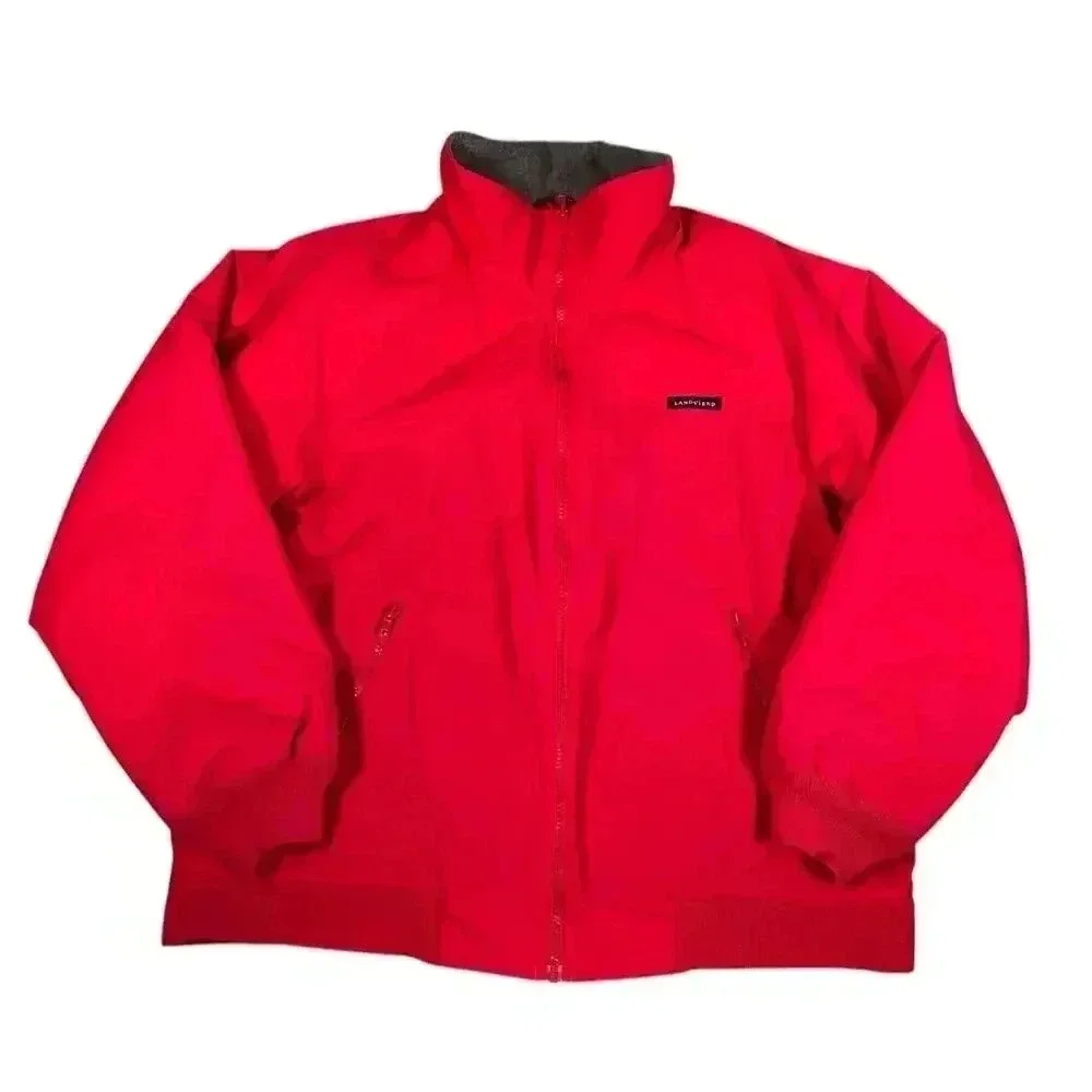 Lands End Men's Fleece Lined Red Warm Soft Shell Jacket Size Medium 38-40